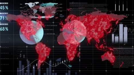 animation of world map over corona virus text