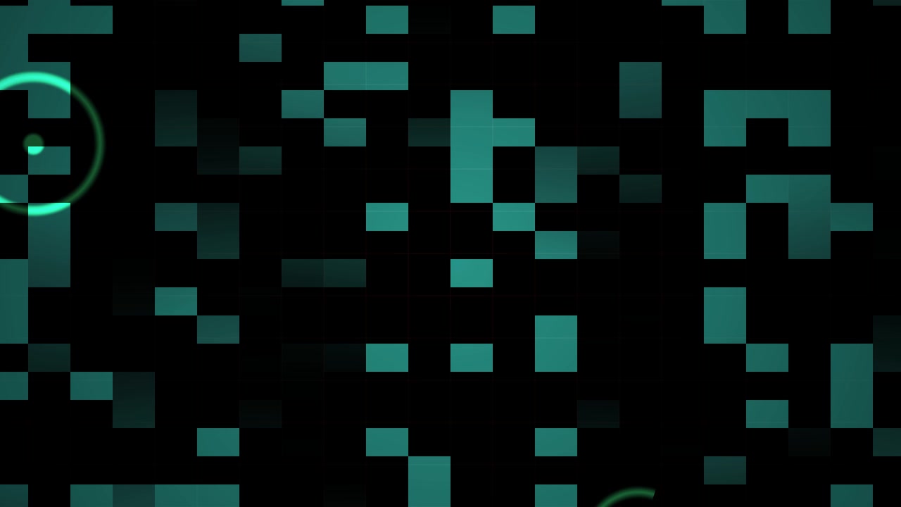 Futuristic Pixelated Background with Glowing Scanning Circles