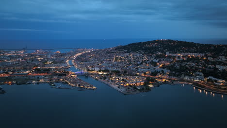 bird's-eye at night: sète's twinkling lights, artistic soul, and maritime legacy