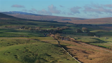 wide angle drone shot of whernside and yorkshire dales landscape uk