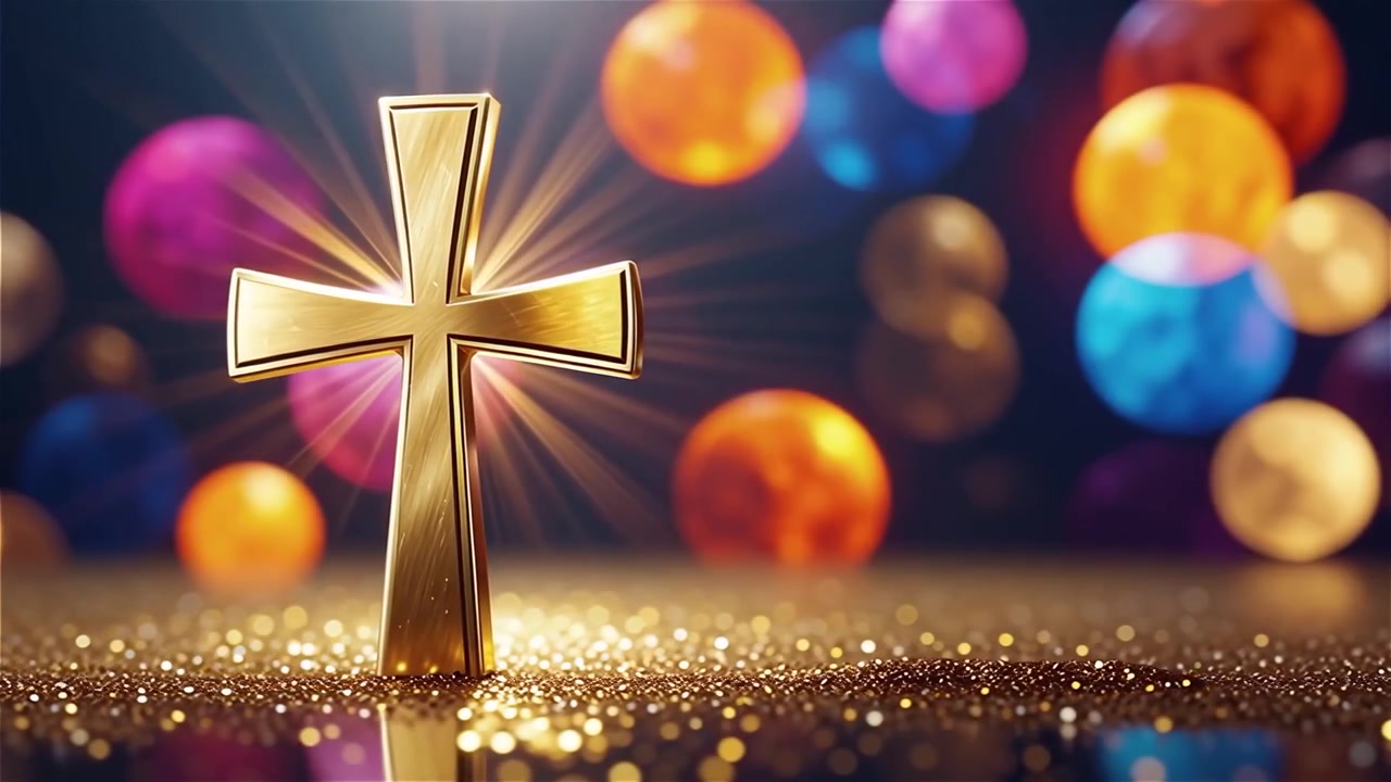 Cruz Cristiana con Luz Celestial, Fondo para Adoración.