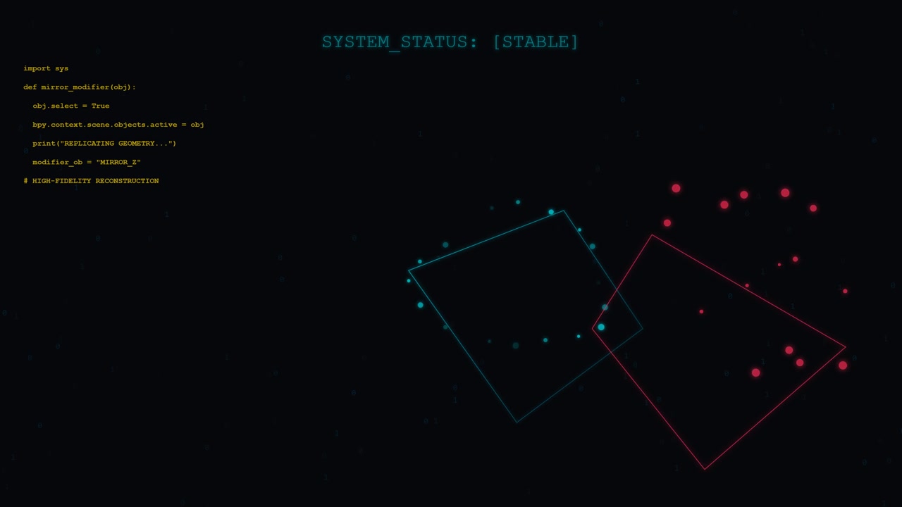 Abstract Digital Interface with Geometric Shapes and Code