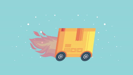 delivery service box whit wheels animation