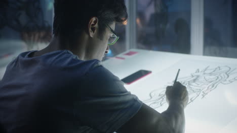 artist working on a drawing
