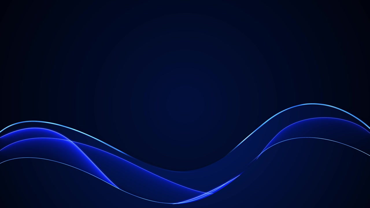 Dark blue neon wave background with glowing curved lines smooth flowing motion and clean futuristic