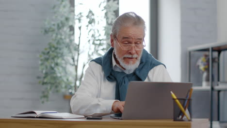 Senior Man Celebrating Online Success
