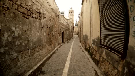 narrow ancient stone street far old mosque sanliurfa