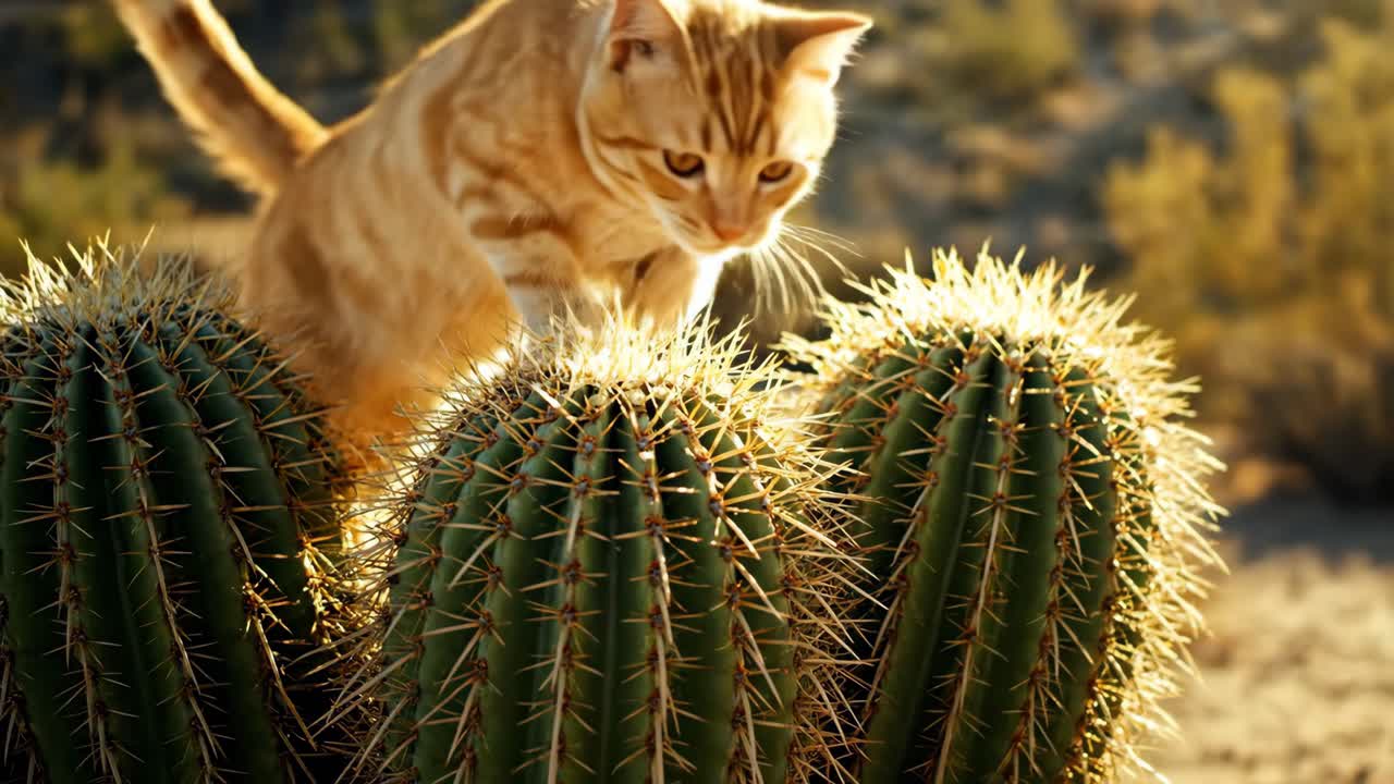 Cat on Cactus