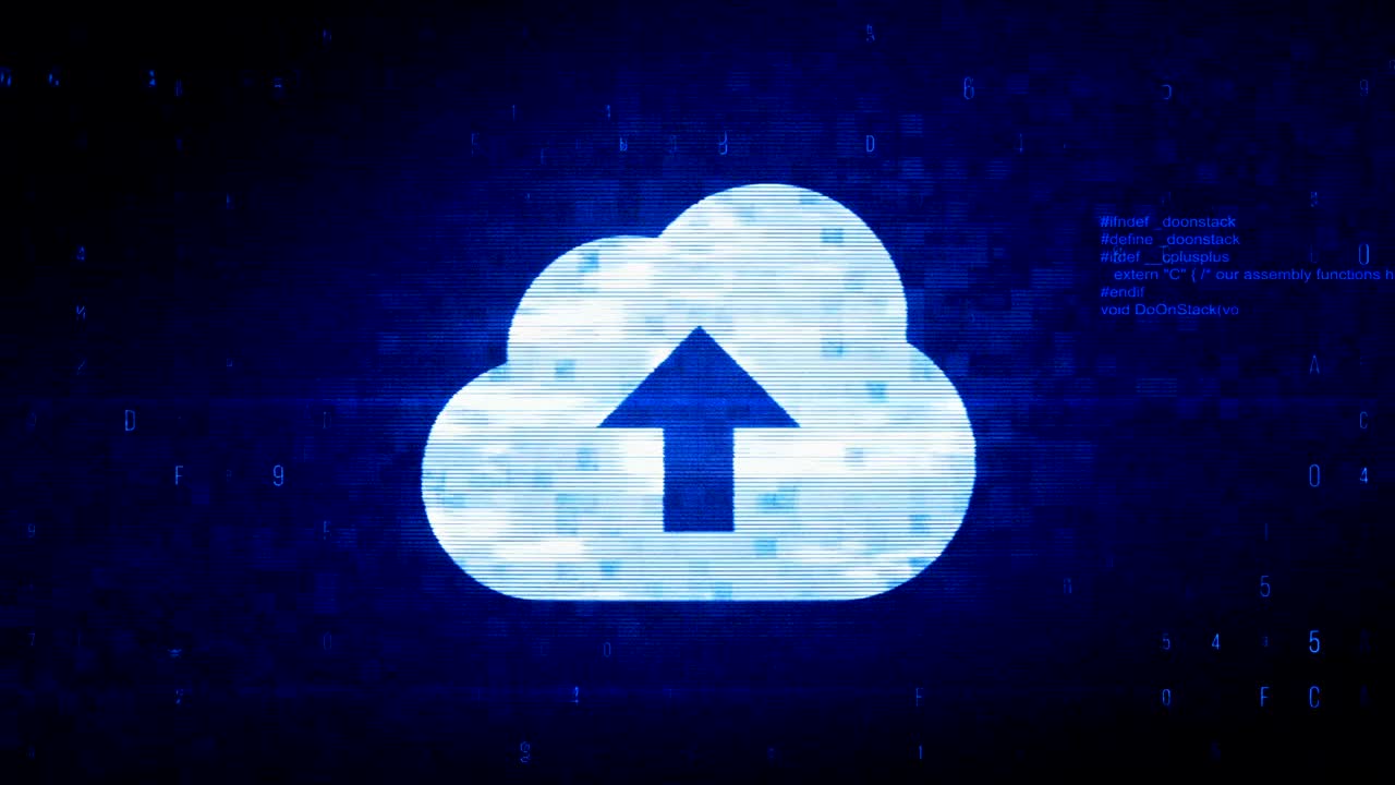 animación de error de ruido de píxeles digitales del símbolo de carga de la nube.