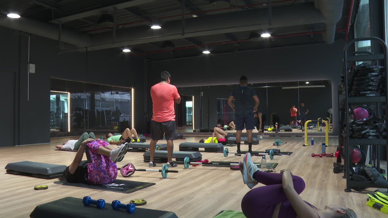 Group Fitness Class in a Gym