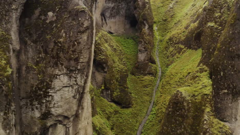 iconic rugged landscape of fjadrargljufur canyon with the fjadra river in southern iceland