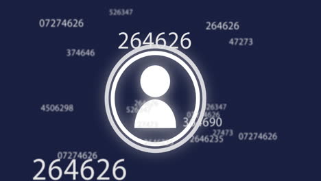 animación de icono de personas, estadísticas y procesamiento de datos en fondo negro