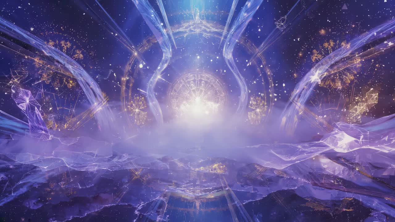 Ethereal Light Portal with Abstract Crystalline Elements