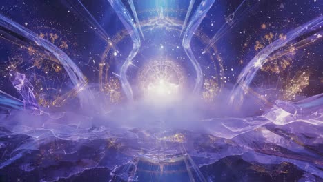 ethereal light portal with abstract crystalline elements