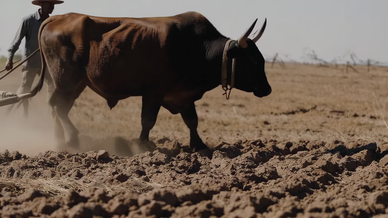 Aratura tradizionale con buoi in un campo