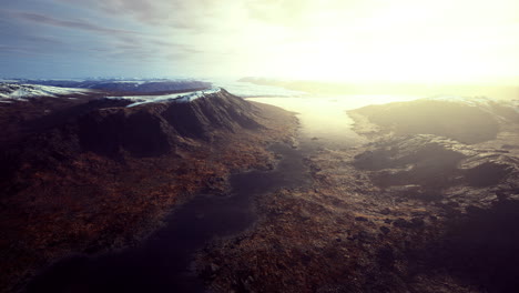 majestic landscapes show rugged terrain illuminated by bright sunlight