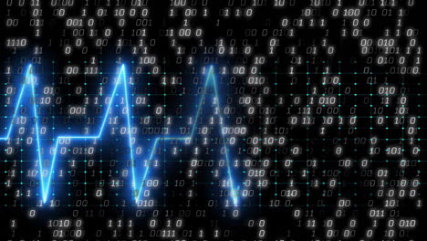 animation of binary coding over cardiograph