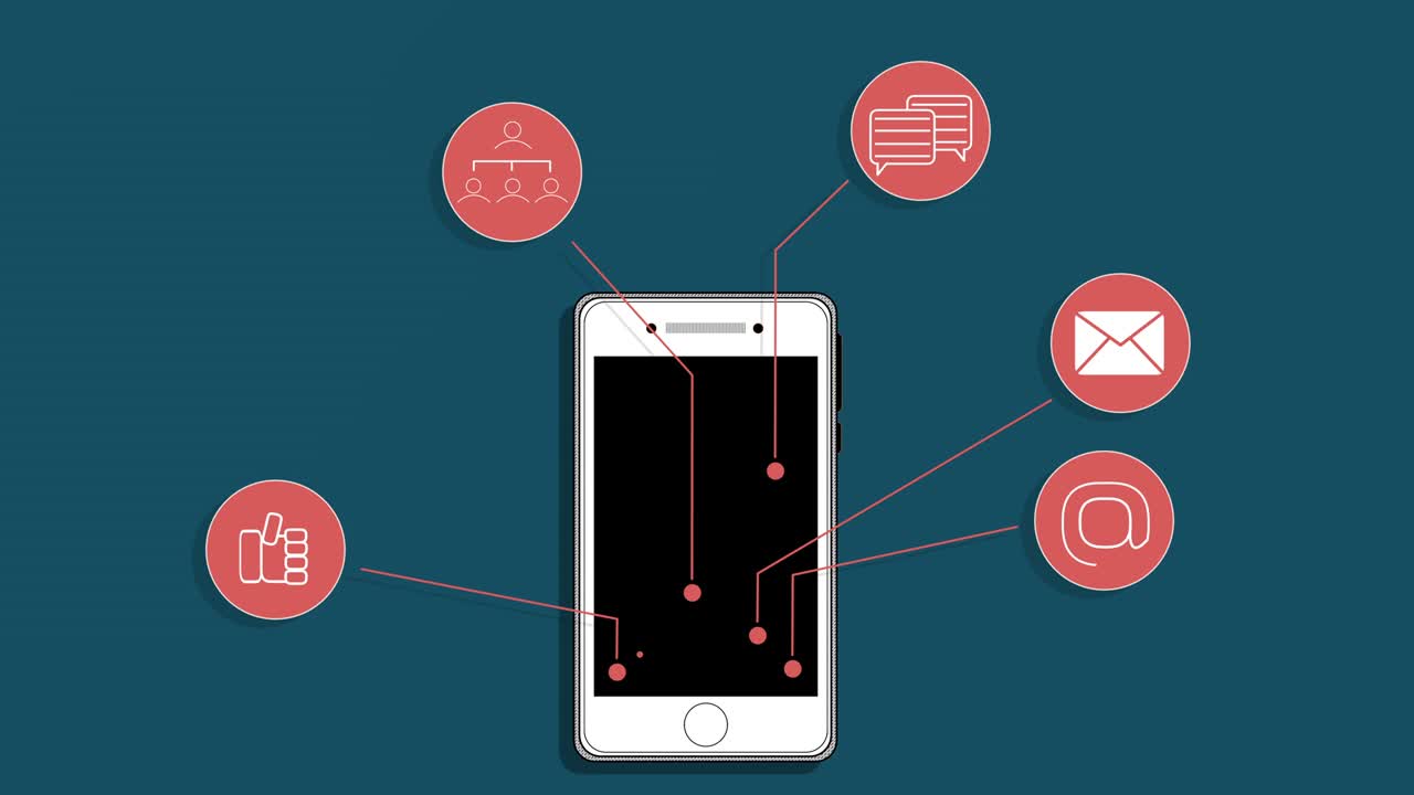 소셜 미디어 아이콘, 휴대 전화, 애니메이션