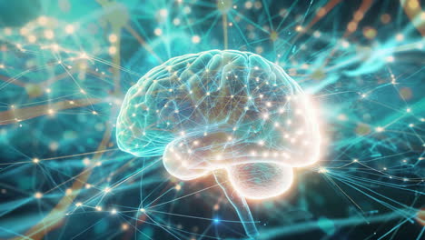 abstract digital brain with neural network connections