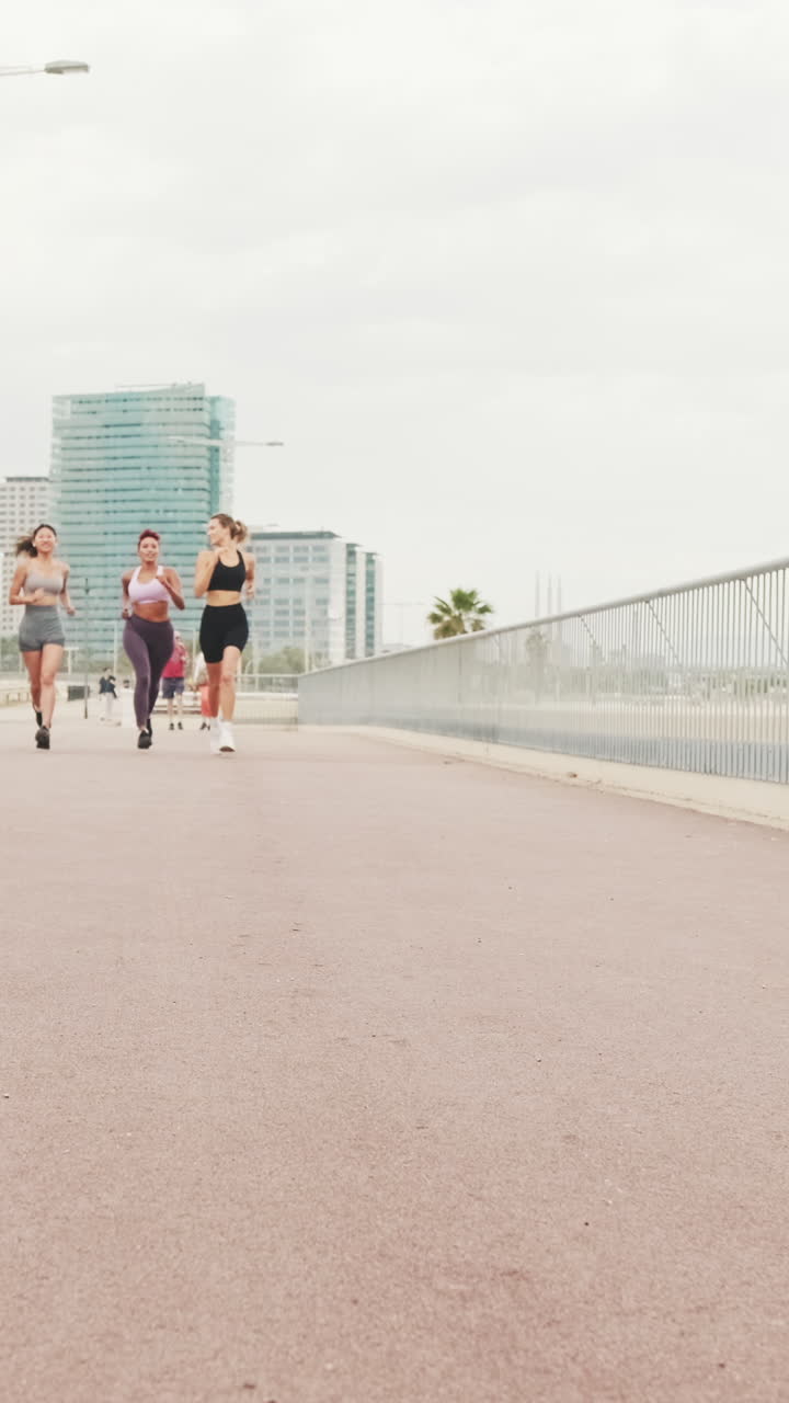 Four Women Running in the City