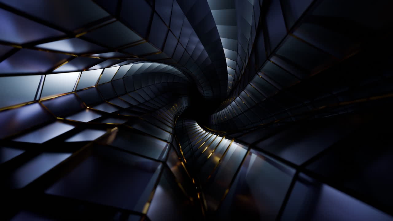 Abstract Dark Geometric Metallic Tunnel Spiral
