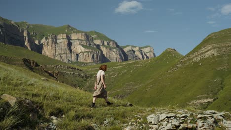 woman hiking in mountains