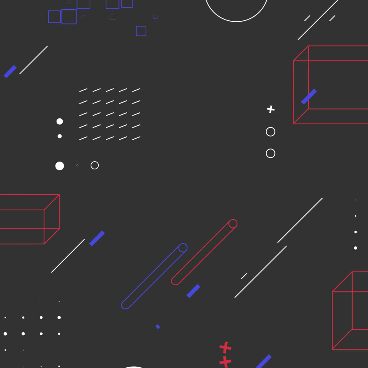 Abstract Geometric Patterns with Spirals and Shapes on Dark Background