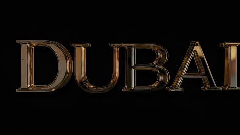 shimmering golden dubai sign gleaming against stark black background, embodying metropolitan luxury, visual representation of urban sophistication and design excellence