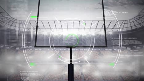 animación de radar y procesamiento de datos sobre el estadio de fútbol americano
