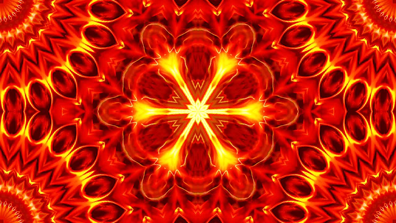 hermoso color rojo abstracto caleidoscopio que brilla, una luz radiante que regula los movimientos sutiles