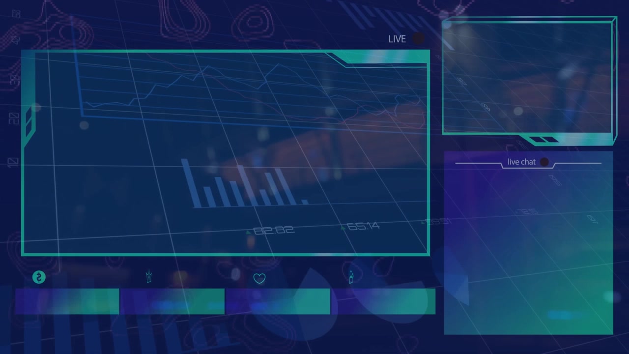 Animation of data processing on black background