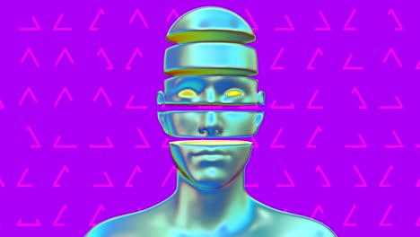 el diseño psicodélico colorido del cuerpo humano, el arte conceptual abstracto con formas geométricas, el personaje 3d realista, el hombre o la mujer en un estilo de movimiento moderno creativo, la animación de bucle de moda brillante.
