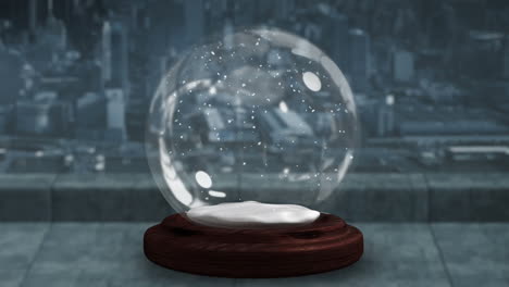 sparkling light spirally moving around snow globe 4k