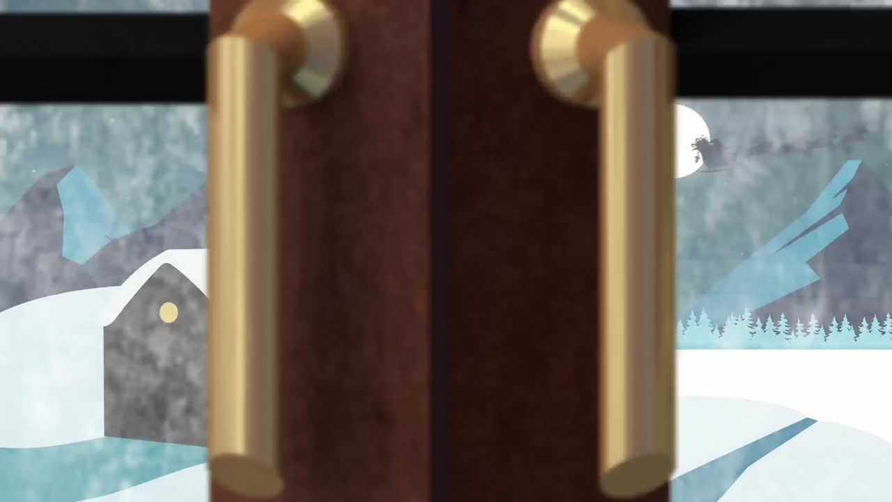 사 ⁇  과 함께  ⁇ 매 를 타고 있는 산타 와 함께 겨울 풍경 의 애니메이션