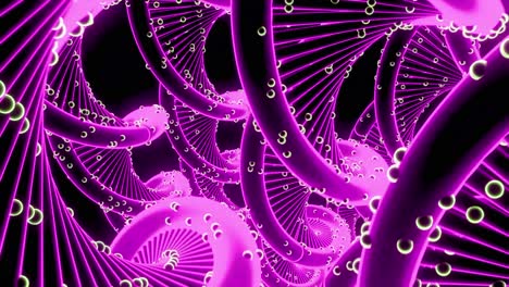 hélice de adn brillante en diseño abstracto en 3d