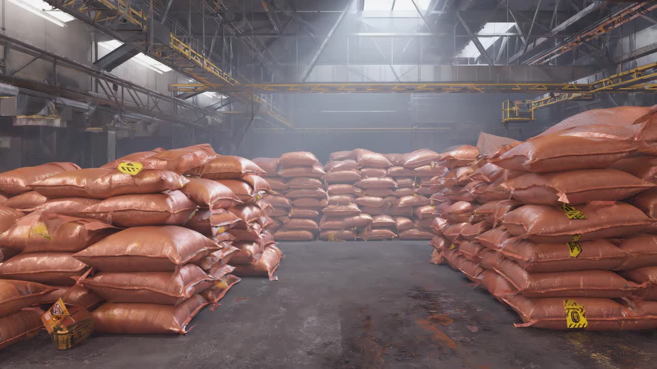 Warehouse Storage with Stacks of Bags