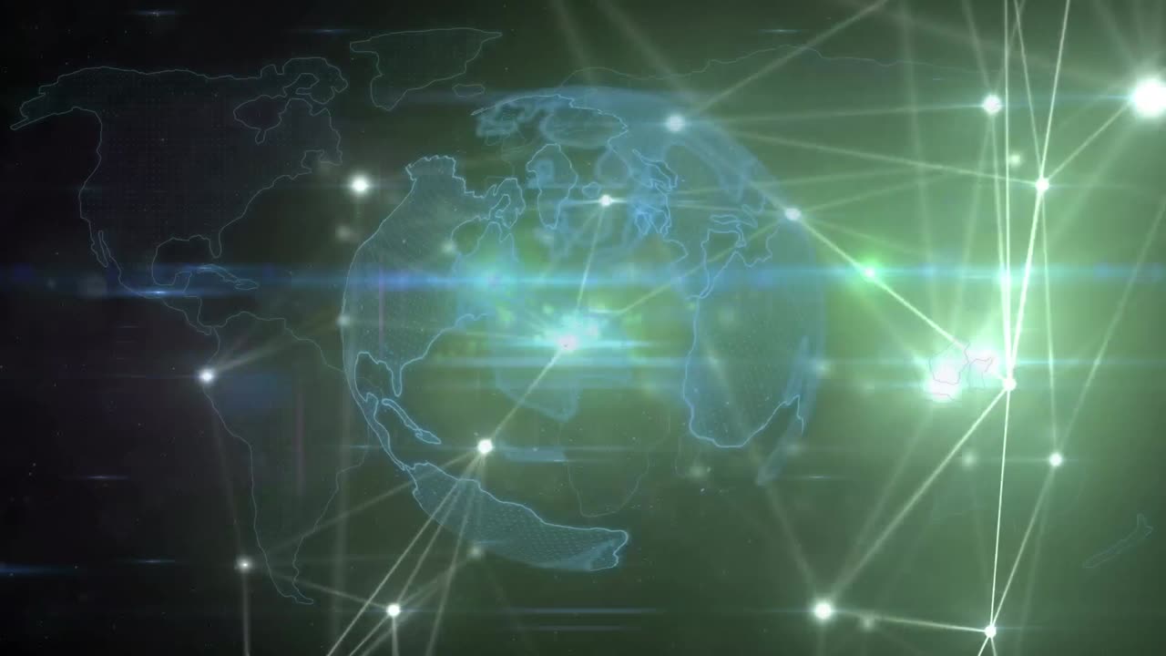 지구와 데이터 처리와의 연결 네트워크의 애니메이션