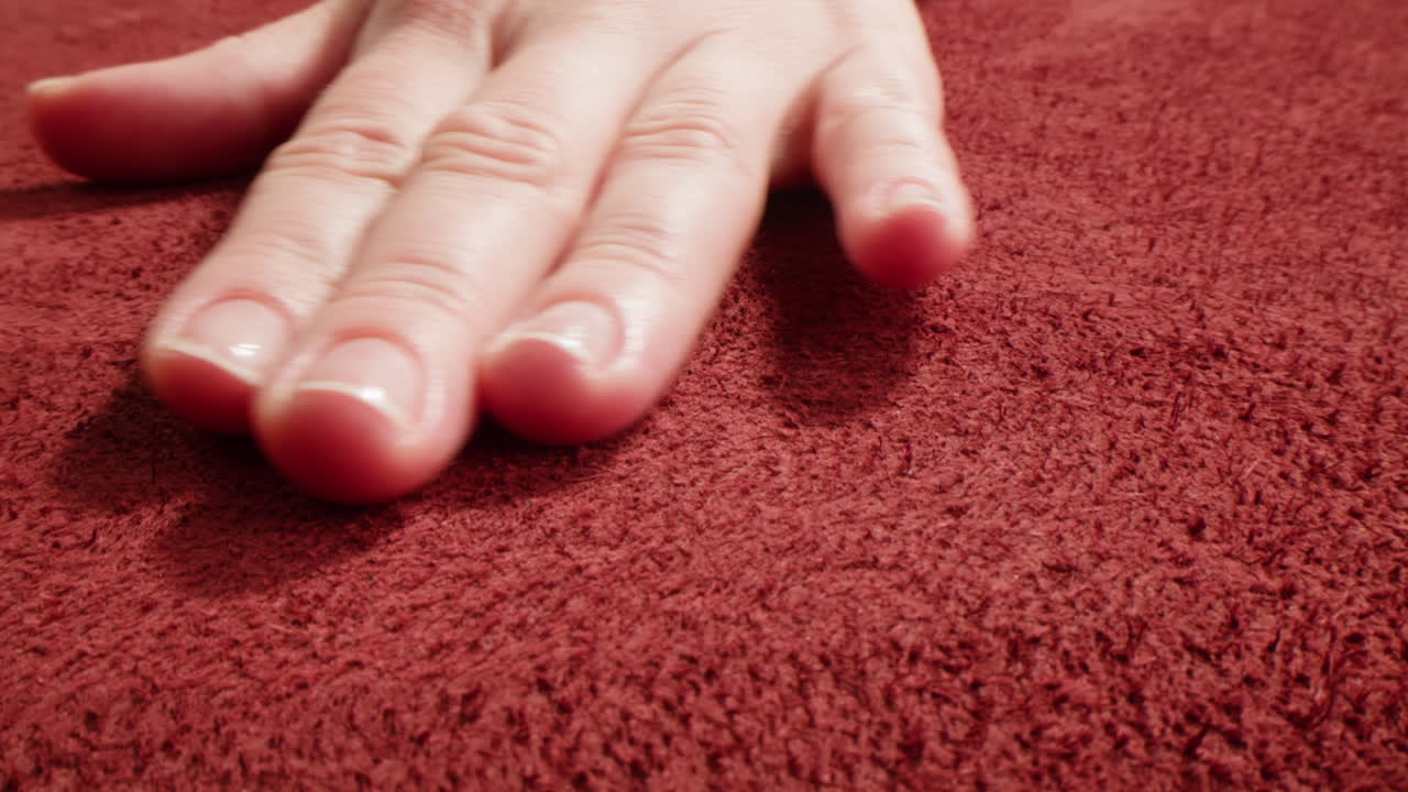 Mano su un tappeto rosso texturizzato