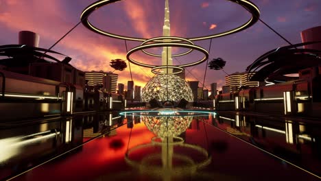 Futuristic Sunset Cityscape