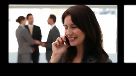 montaje de personas de negocios hablando por teléfono
