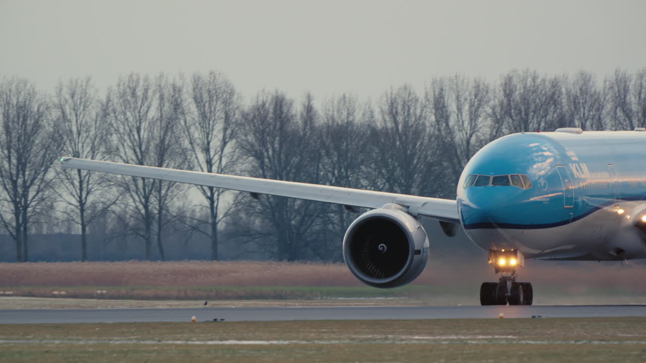 Large Commercial Airplane on Runway with Engine Heat Haze
