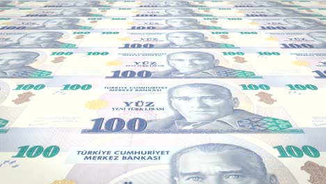 banknotes of one hundred turkish liras of turkey, cash money, loop
