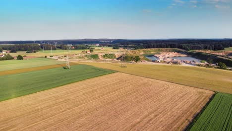 aerial drone shot of polish meadow