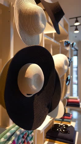 stylish hats and sunglasses display