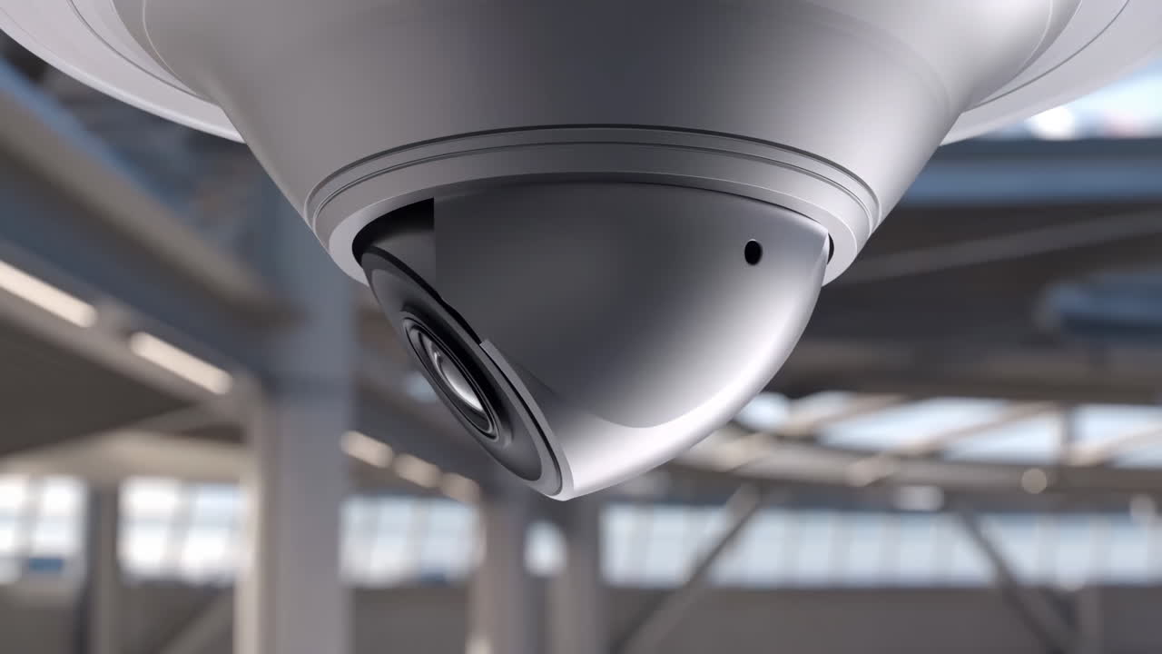 Close-up of a Modern Security Dome Camera