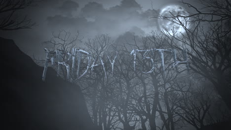 friday 13 th with mystical forest in night with blue sky