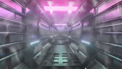 animación digital de ondas digitales sobre un túnel de neón en un patrón sin costuras