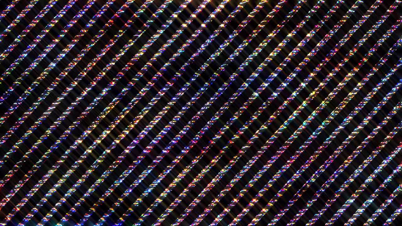 shining bright lines set wave motion, colorful, on black background