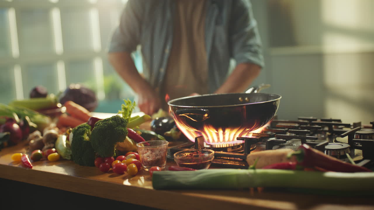 Cooking Vegetables on a Gas Stove