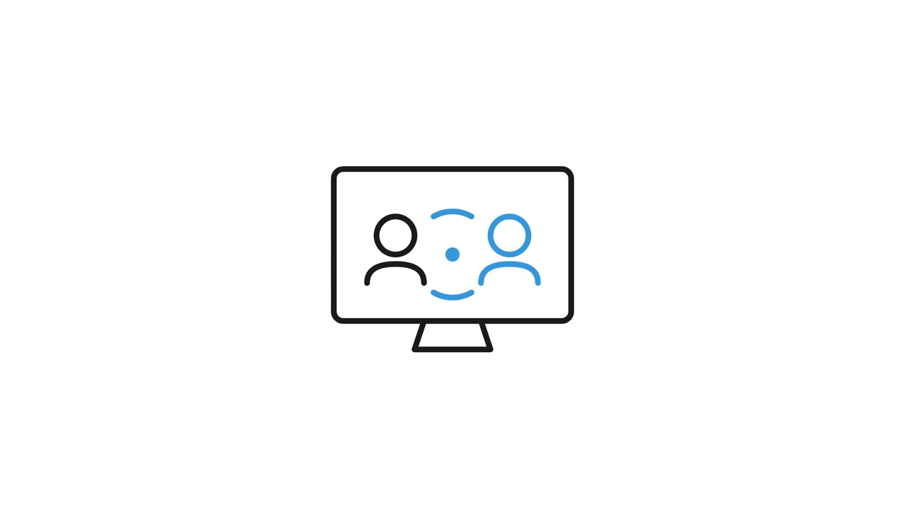 Animated Line Drawing of Computer Monitor Showing Video Conference Connection